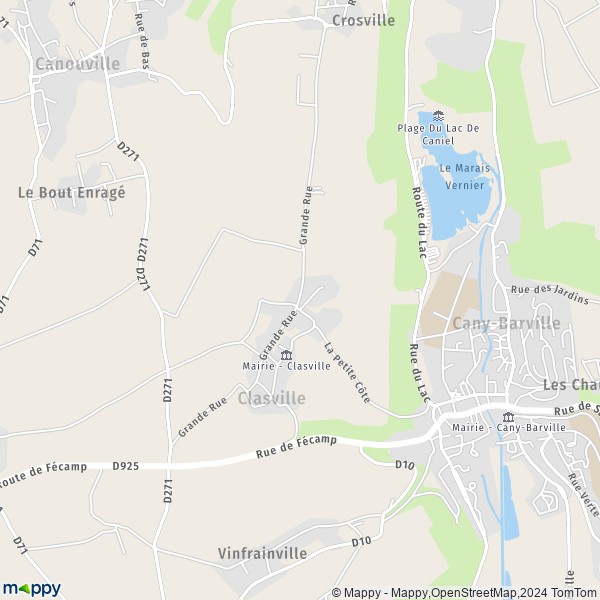 La carte pour la ville de Clasville 76450