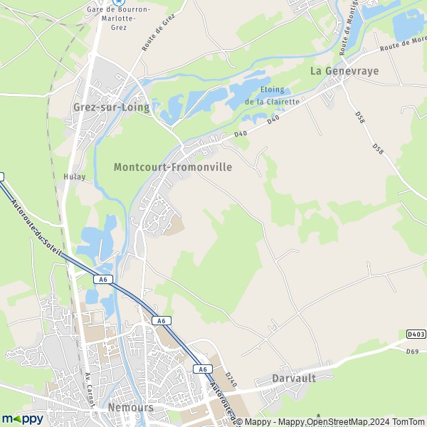 La carte pour la ville de Montcourt-Fromonville 77140