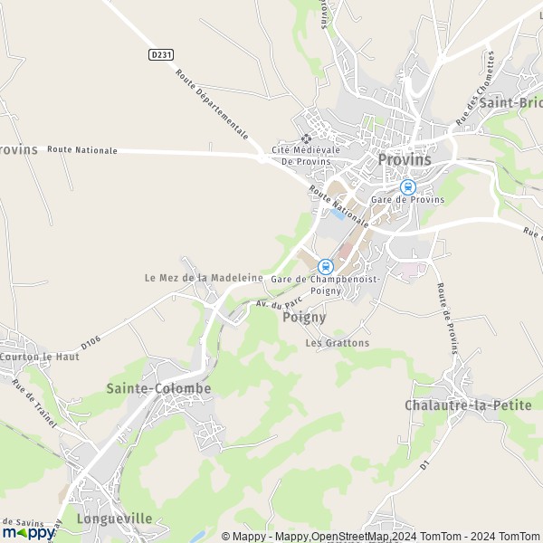 La carte pour la ville de Poigny 77160