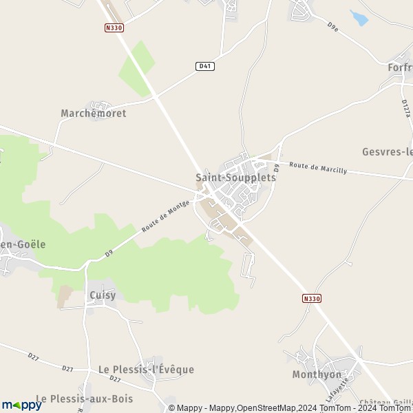 La carte pour la ville de Saint-Soupplets 77165