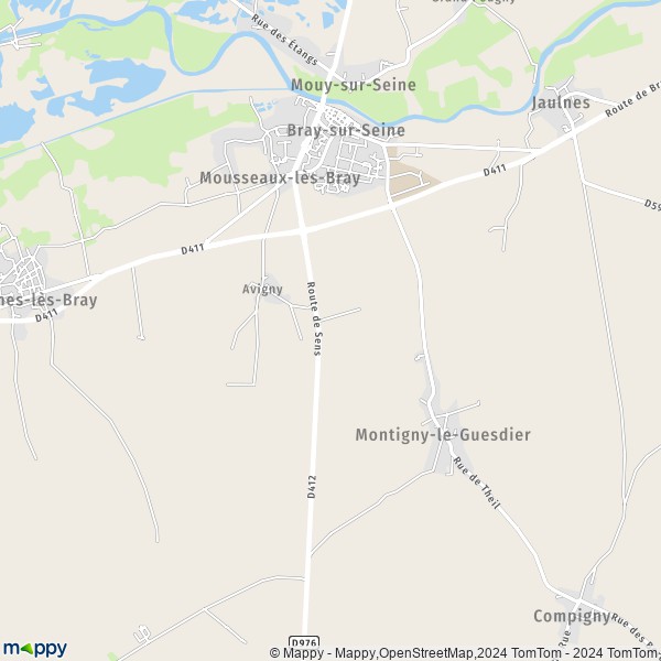 La carte pour la ville de Mousseaux-lès-Bray 77480