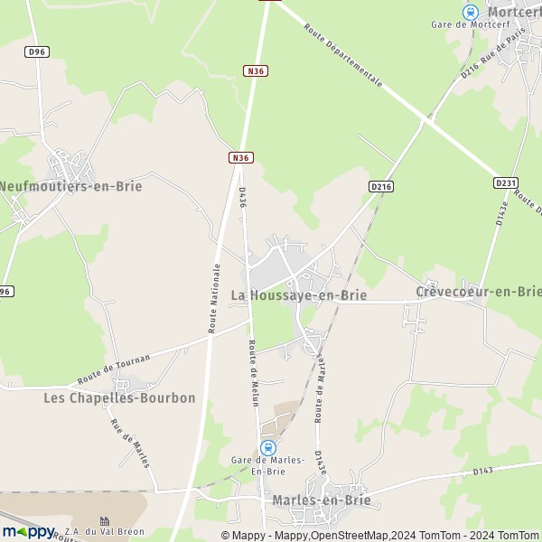 La carte pour la ville de La Houssaye-en-Brie 77610