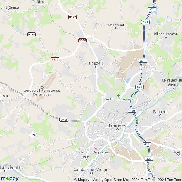 La carte pour la ville de Limoges 87000-87280
