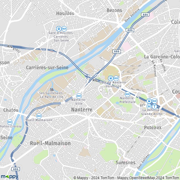 La carte pour la ville de Nanterre 92000