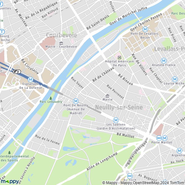 La carte pour la ville de Neuilly-sur-Seine 92200