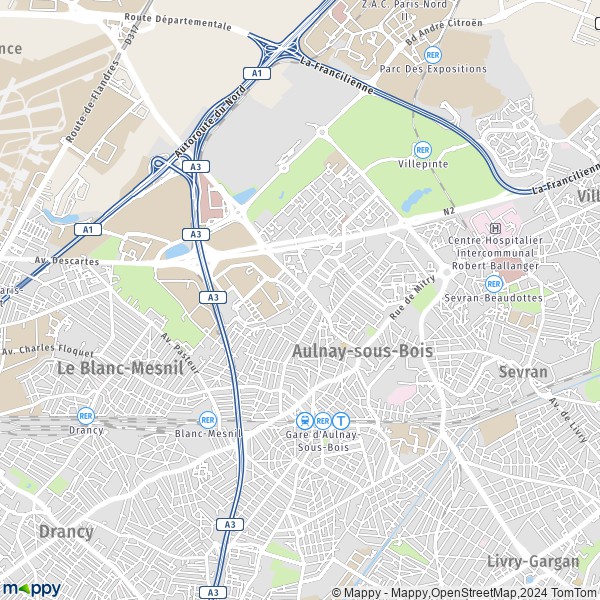 La carte pour la ville de Aulnay-sous-Bois 93600