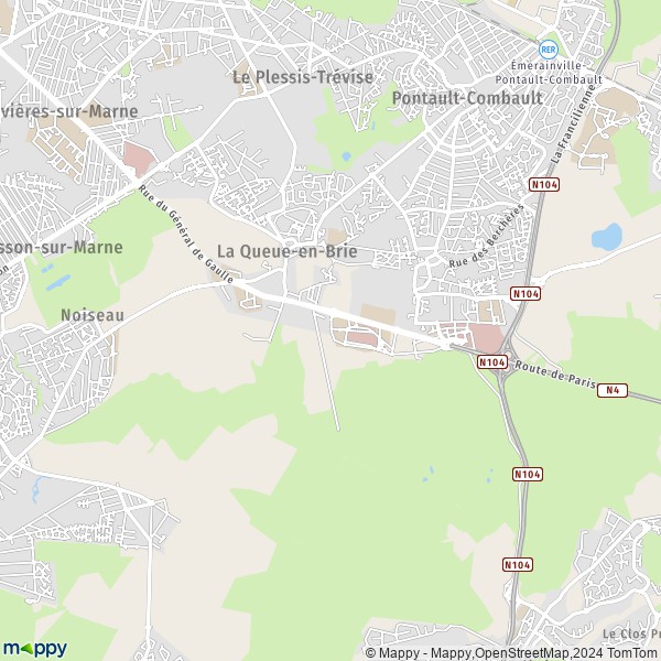 La carte pour la ville de La Queue-en-Brie 94510