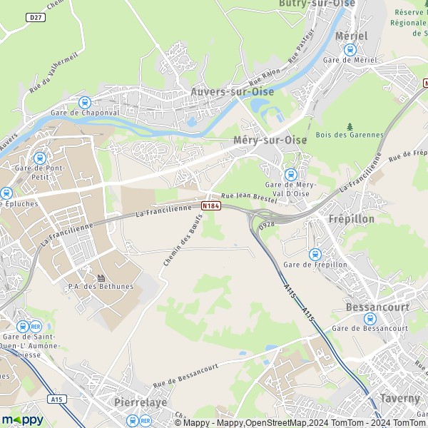 La carte pour la ville de Méry-sur-Oise 95540