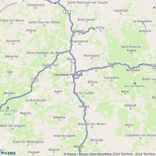 La carte du département Puy-de-Dôme
