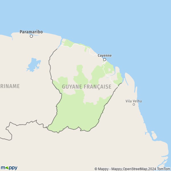 La carte du département Guyane Française